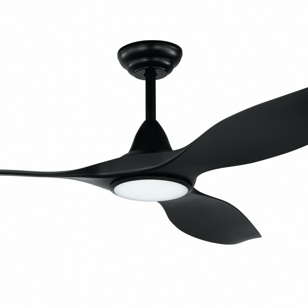 Black Eglo Noosa 60" 3 Blade DC Indoor/Outdoor Ceiling Fan With 18W CCT Dimmable LED Light