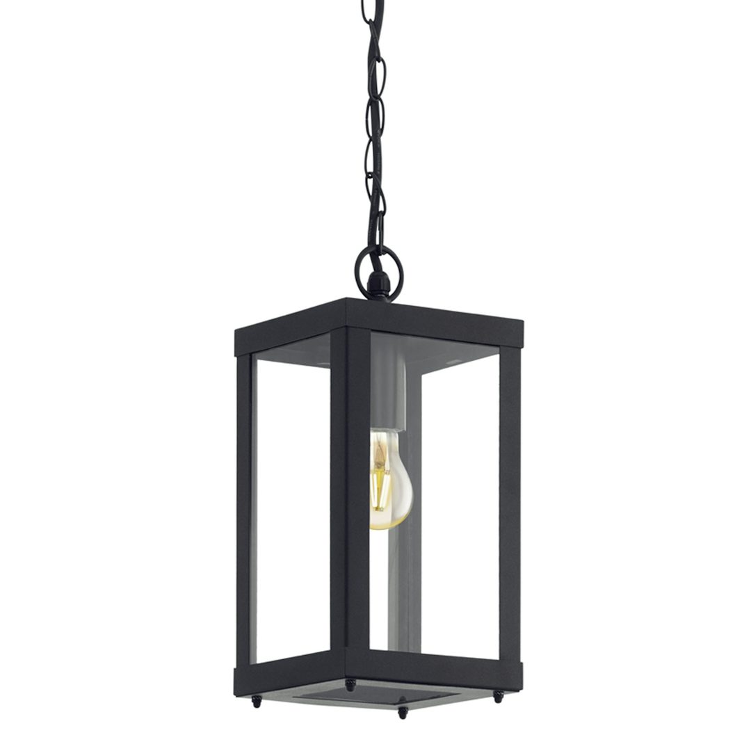 Black Alamonte 1 Eglo Galvanized Steel Exterior Lantern Pendant Light - IP44