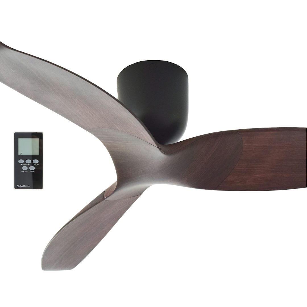 Dark Walnut Aeratron AE3+ 3 Blade 50" DC Ceiling Fan With Remote