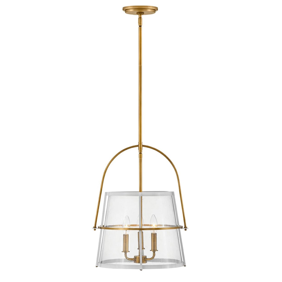 Heritage Brass & White Hinkley Tournon 3 Light Glass Pendant (E12)