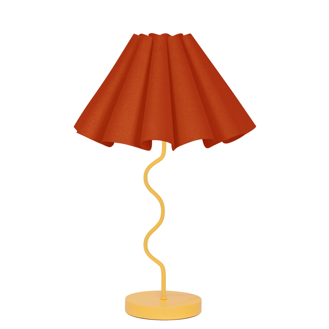 Rouge & Mustard Paola & Joy Cora Pleated Table Lamp with Squiggle Base (E27)