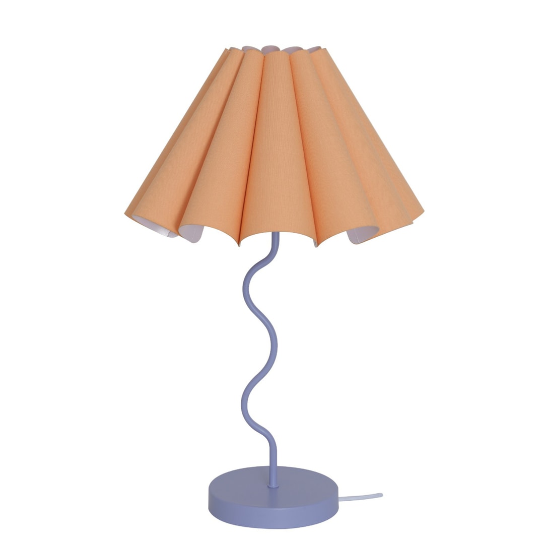 Tropical Peach & Purple Paola & Joy Cora Pleated Table Lamp with Squiggle Base (E27)