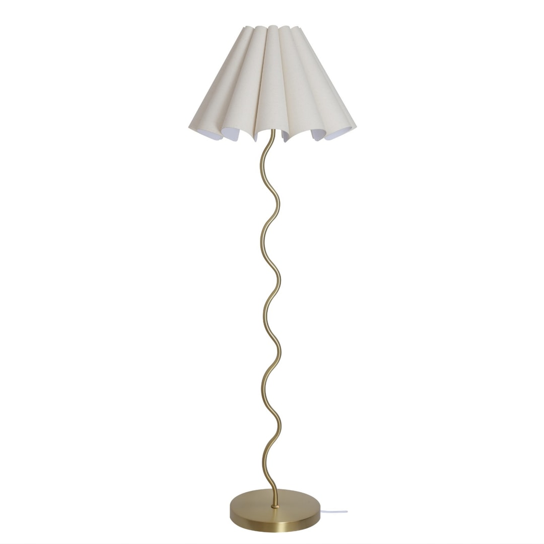 Neutral Paola & Joy Cora Pleated Floor Lamp with Squiggle Base (E27)