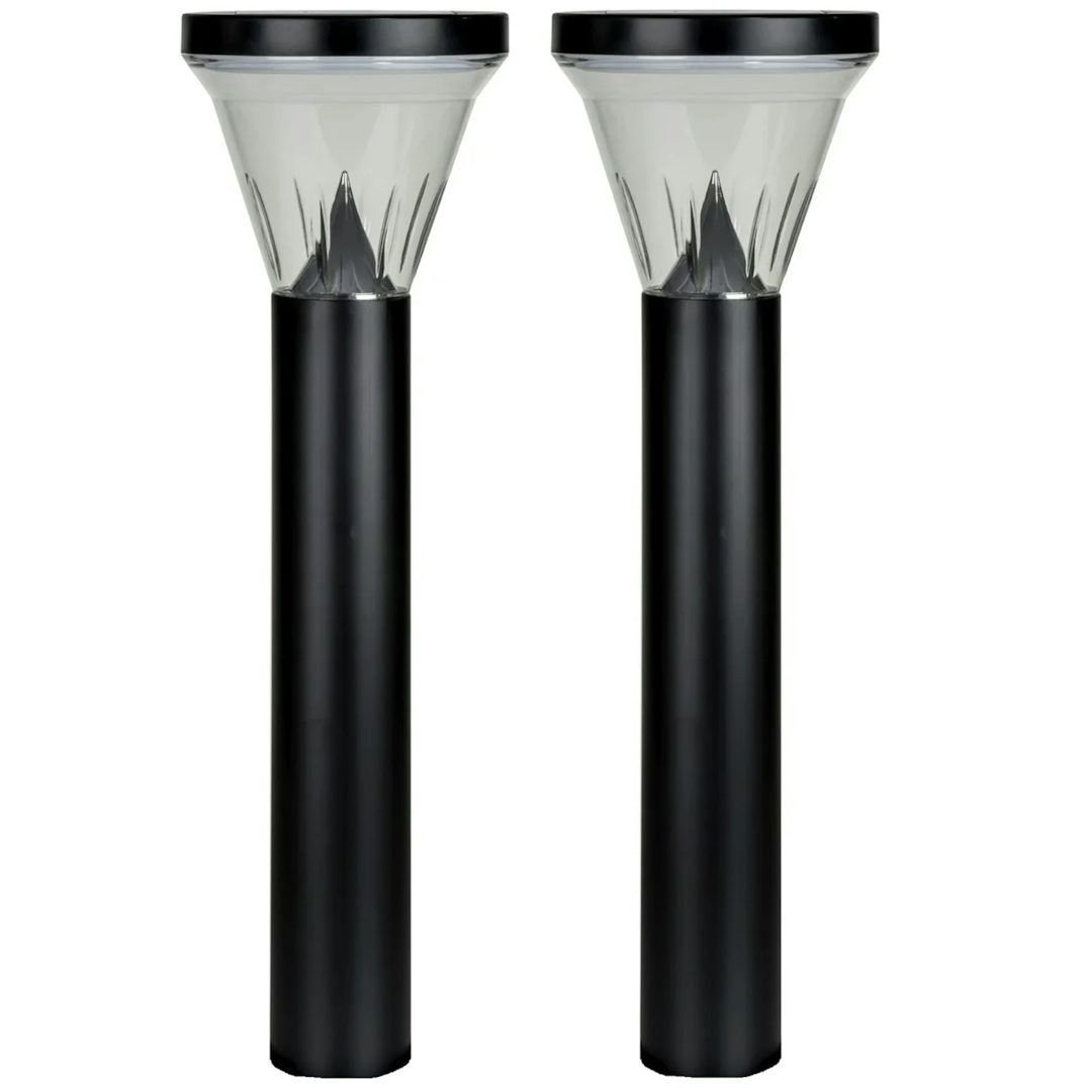 Black Solar Lighting Direct Modern Solar Garden Bollard 2pk