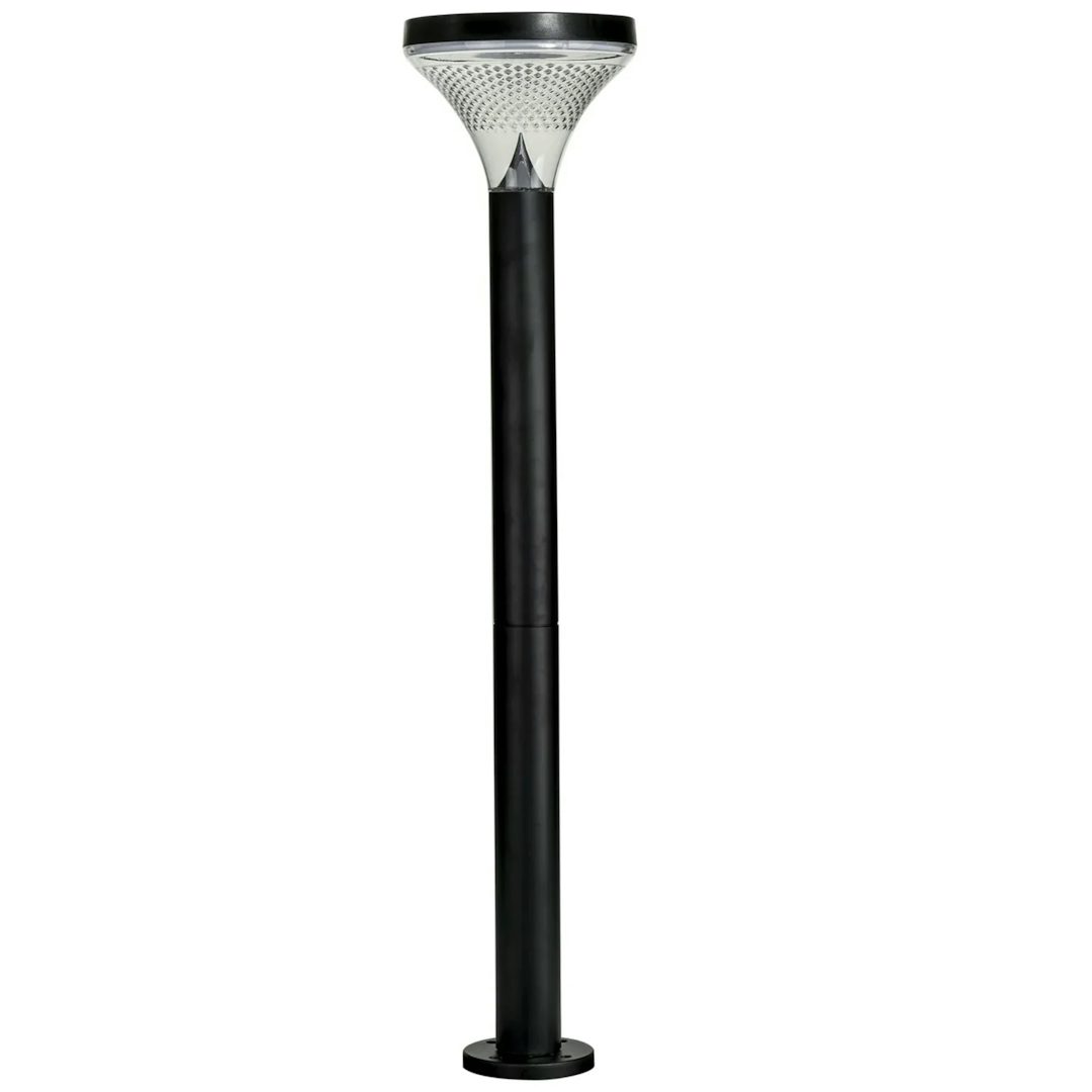 Square Solar Lighting Direct Modern Solar Garden Bollard Light Black