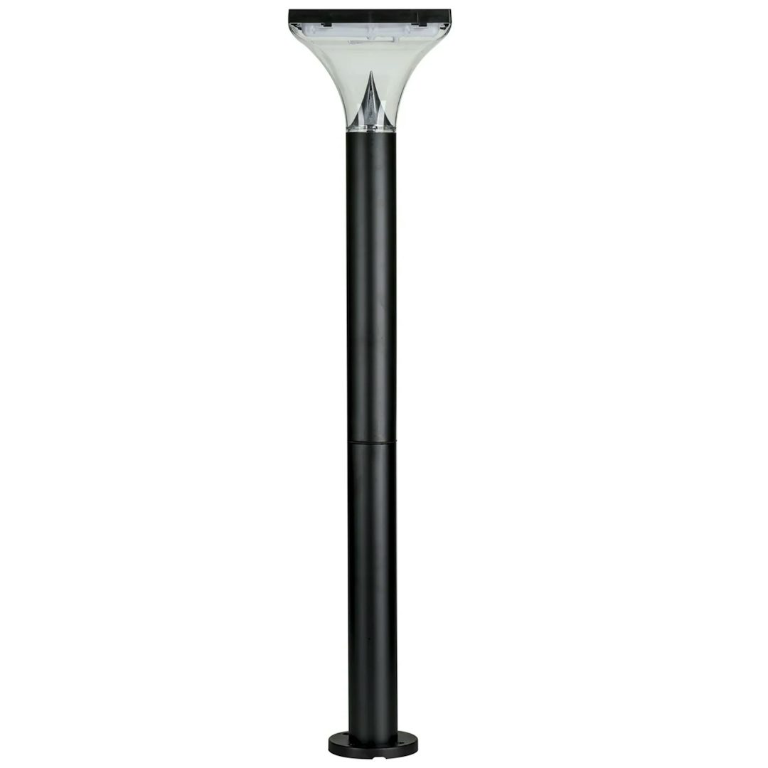 Round Solar Lighting Direct Modern Solar Garden Bollard Light Black