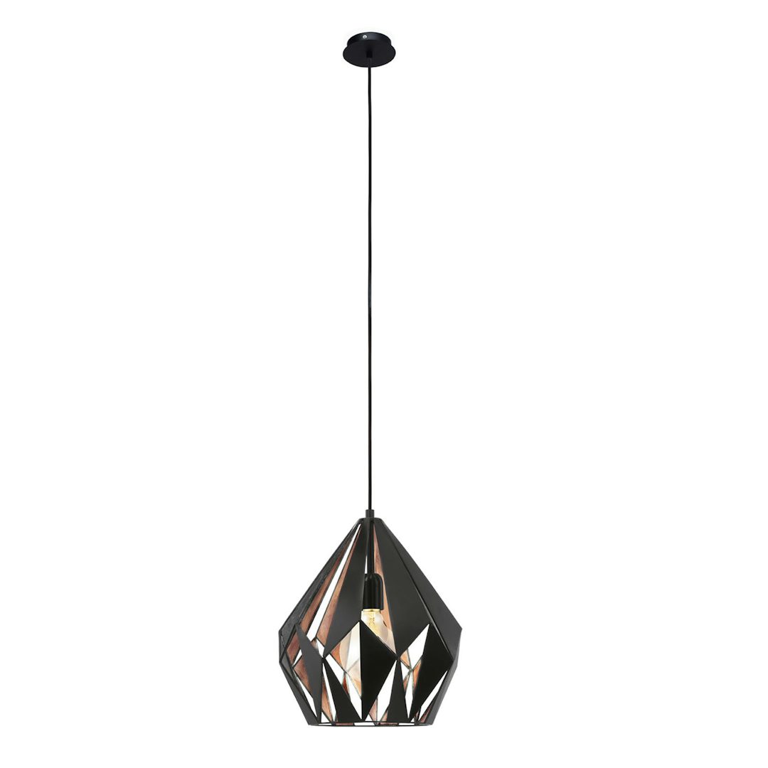 Black and Copper Eglo Carlton 1 Pendant Light