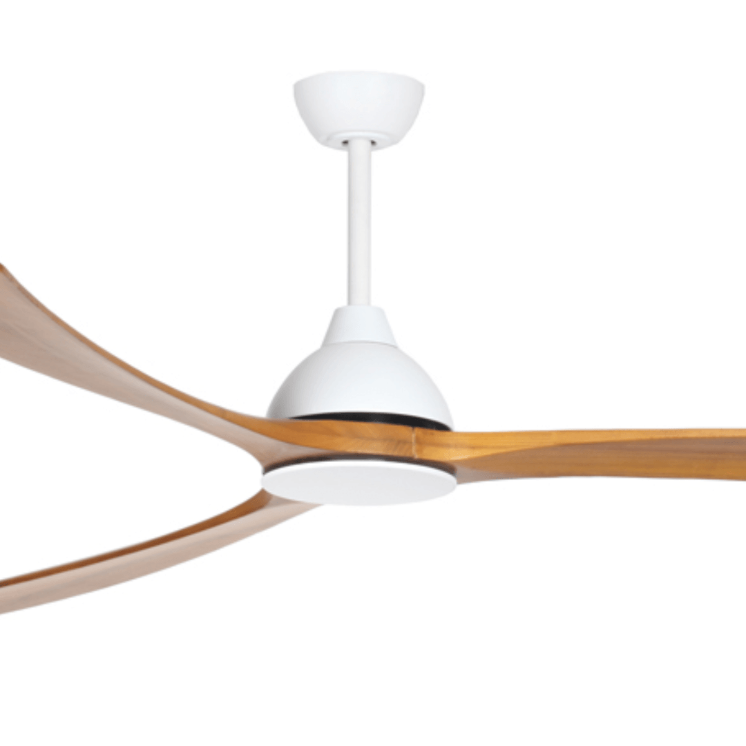 White/Teak Fanco Sanctuary DC 86" Solid Timber Blade Indoor/Outdoor Ceiling Fan With Remote