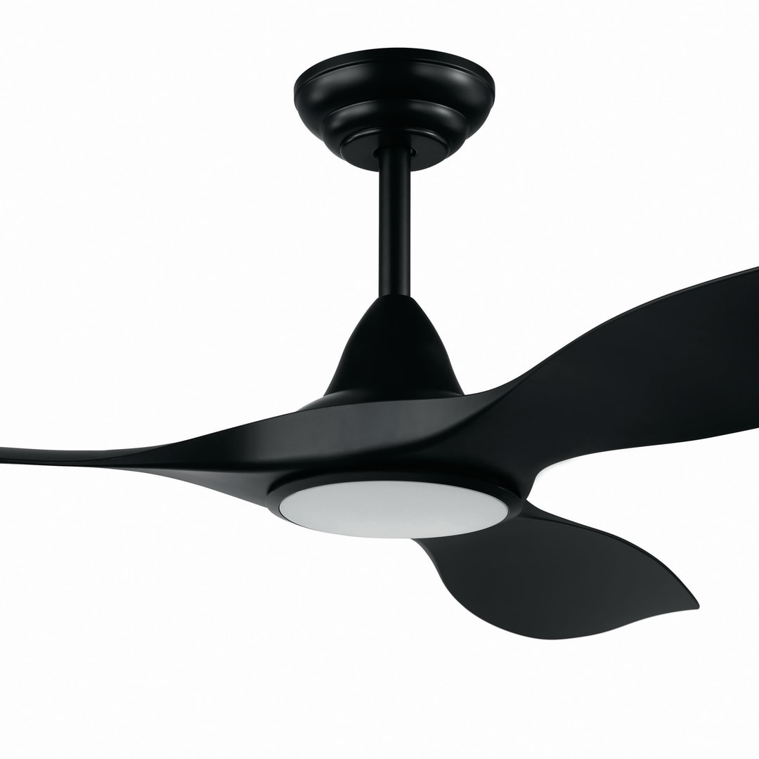 Black Eglo Noosa 52" 3 Blade DC Indoor/Outdoor Ceiling Fan With 18W CCT Dimmable LED Light