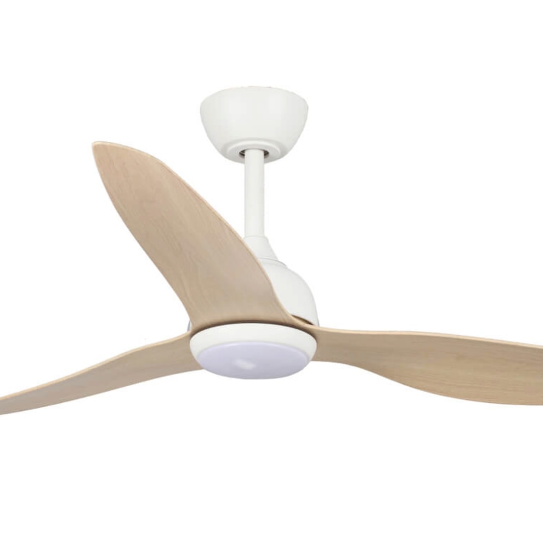 White & Beechwood Fanco Eco Style DC 52" Ceiling Fan With Remote and CCT LED Light