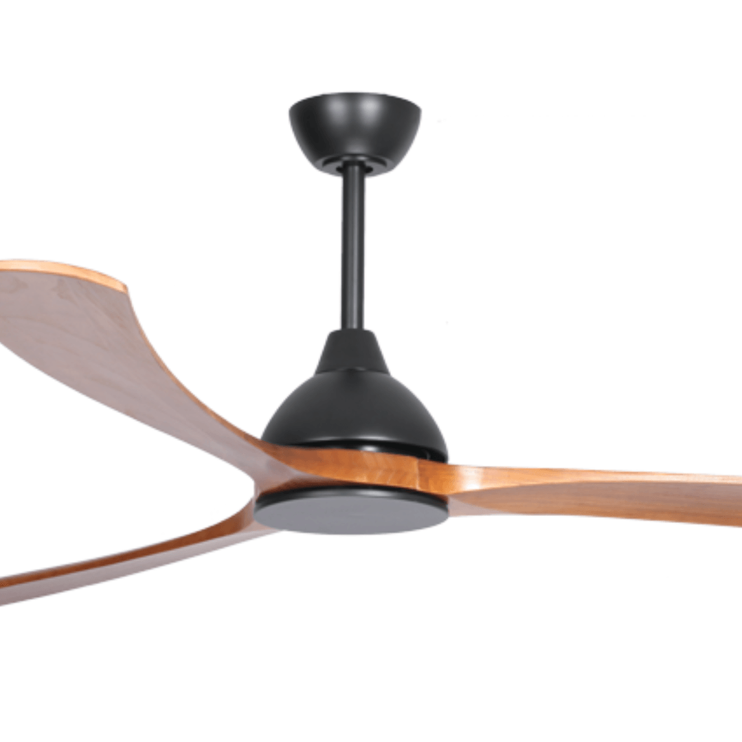 Matte Black/Teak Fanco Sanctuary DC 86" Solid Timber Blade Indoor/Outdoor Ceiling Fan With Remote