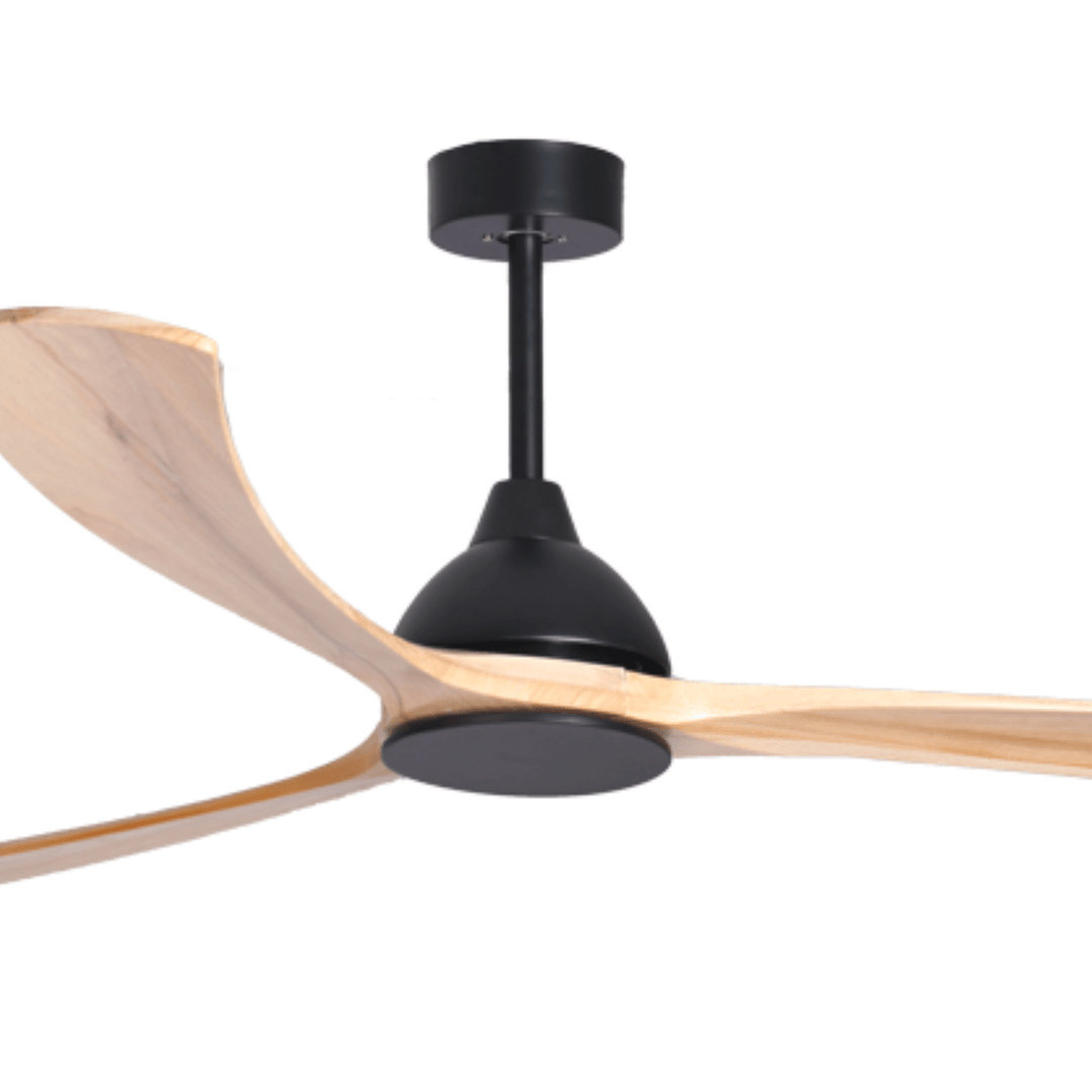 Matte Black/Natural Fanco Sanctuary DC 86" Solid Timber Blade Indoor/Outdoor Ceiling Fan With Remote