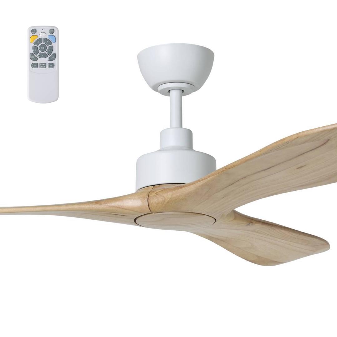 White & Natural Eglo Currumbin 60" DC Timber Ceiling Fan with Remote